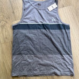 Quiksilver Gray Athletic Tank Top with Stripes